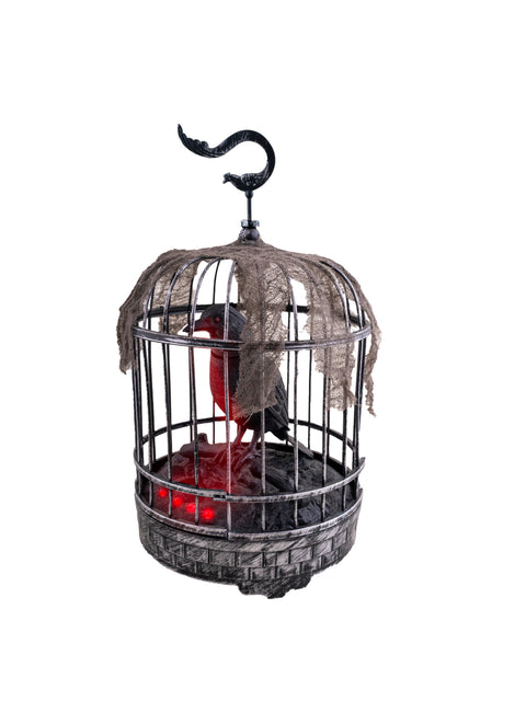 Corbeau animé en cage