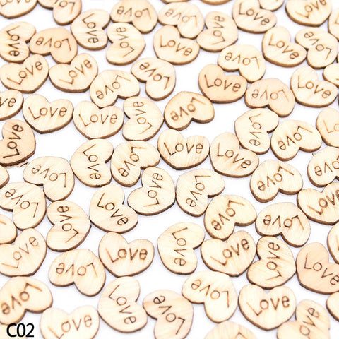 décoration de table ,cœur en bois ,écriture love
