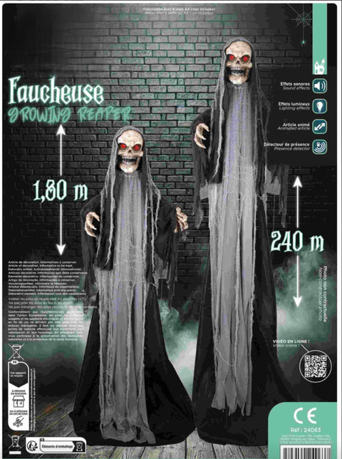 Faucheuse animée, décor Halloween