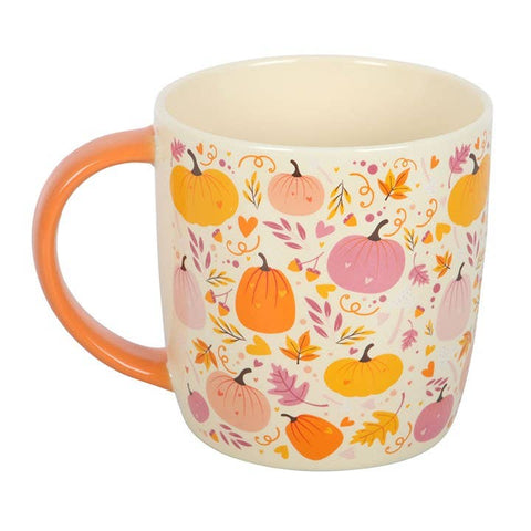 Mug d'automne à motif de citrouilles roses et orange