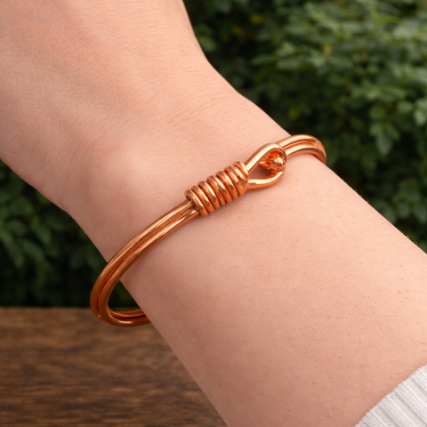 Bracelet-manchette en cuivre avec fermoir à crochet (pour poignet large / hommes)