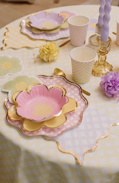 Lot de 8 Assiettes Vichy Pastel – Déco de Table Printemps & Pique-Nique
