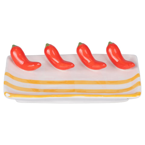 assiette-decorative-ceramique-piments-rouge-jaune-boutique-montbrison-deco-en-folie
