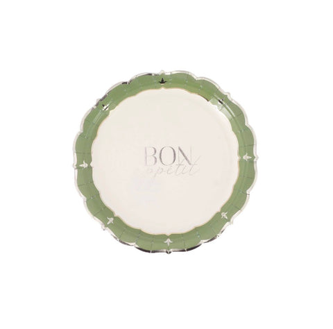 Lot de 8 Assiettes Carton “Bon Appétit” – Jardin à la Française Ø23 cm | Vaisselle Jetable Chic
