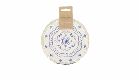 Petites assiettes jetables en carton Dolce Vita – Bleu et blanc (Ø 18 cm) – Lot de 8
