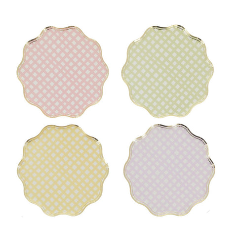 Lot de 8 Assiettes Vichy Pastel – Déco de Table Printemps & Pique-Nique