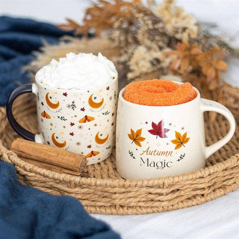 Mug en céramique ivoire avec motif lune de récolte Automne Magique