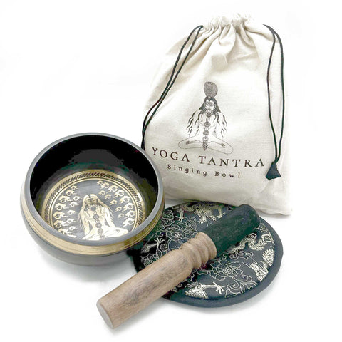 Coffret cadeau de bol chantant tibétain gravé et martelé  à la main - 14 cm - Yogi