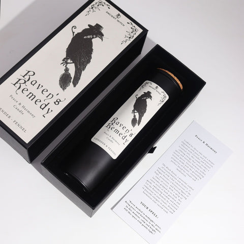 Bougie Remède du Corbeau de la Sorcière Ancienne – Paix et Harmonie
