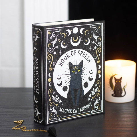 Boîte de rangement grimoire – Livre magique secret chat noir