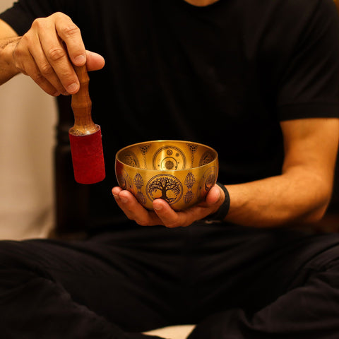 Bols chantants de Bouddha en laiton pur - Ensemble de 4 - Environ 3,85 kg
