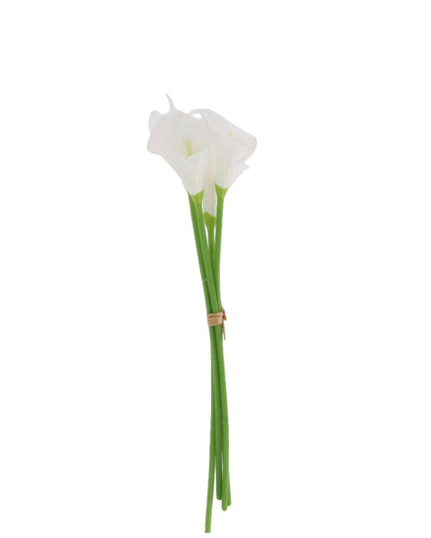 Bouquet de 4 Arums Blanc & Vert – 32 cm | Fleurs Artificielles Élégantes
