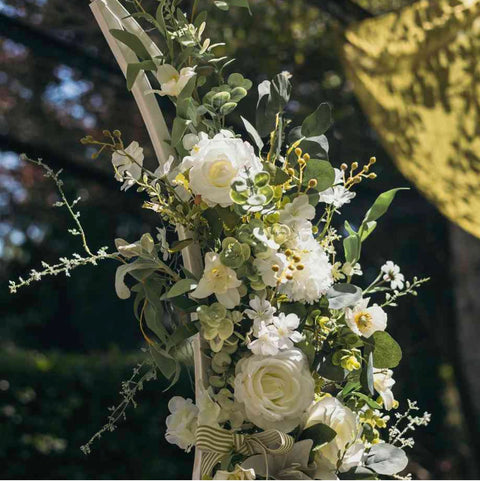 Branche Pureté Feuillage & Fleurs Blanches 70 cm – Bouquet Artificiel | Jardin à la Française