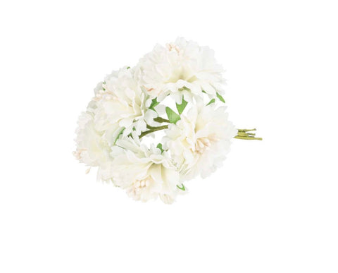 Bouquet de 6 Œillets Blancs sur Tige – Fleurs Artificielles 11 cm | Décoration Jardin à la Française