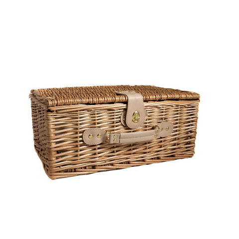 Panier de pique-nique en osier doublé de roses anglaises pour 4 personnes