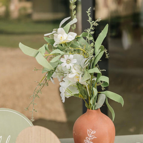 Branche Pureté Feuillage & Fleurs Blanches 70 cm – Bouquet Artificiel | Jardin à la Française