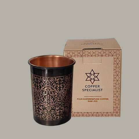 Gobelet en cuivre pur gravé antique – 300 ml (lourd
