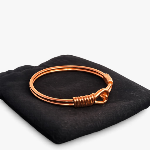 Bracelet-manchette en cuivre avec fermoir à crochet (pour poignet large / hommes)