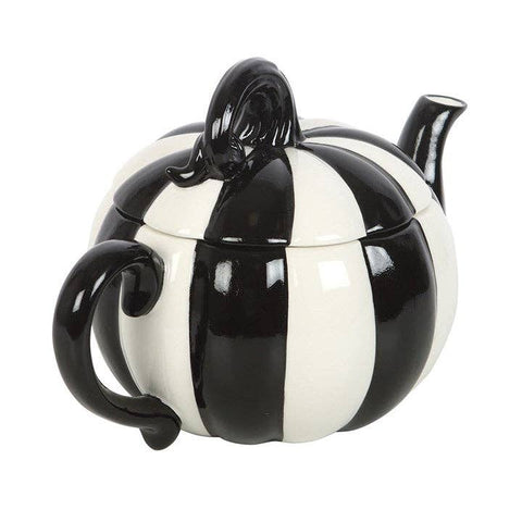 Théière citrouille rayée noire et blanche