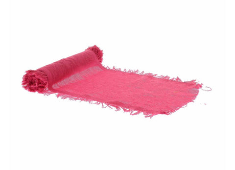 Chemin de Table Effiloché Rose Framboise – Déco Bohème Pink Lemonade