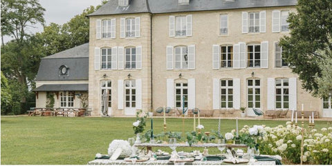 Chemin de Table Branches d’Olivier – Mousseline Vert de Gris & Or 28 cm x 5 m | Jardin à la Française