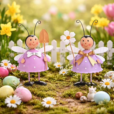 Lot de 2 Coccinelles Décoratives en Métal