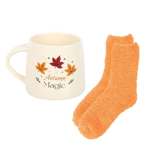 Coffret tasse lune des moissons et chaussettes – cadeau cocooning et magique pour l’automne