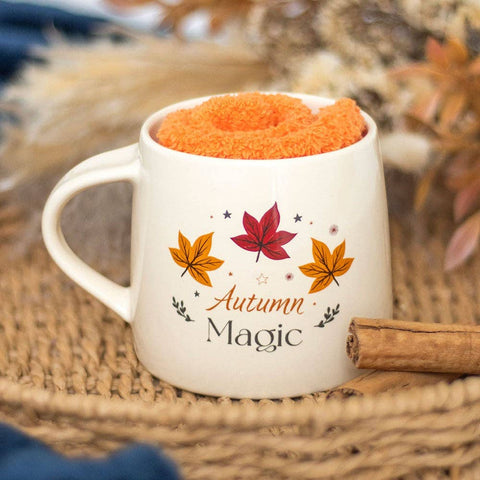 Coffret tasse lune des moissons et chaussettes – cadeau cocooning et magique pour l’automne
