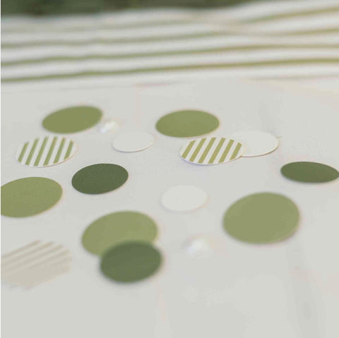Lot de 100 Confettis de Table Jardin à la Française avec Perles – Vert Olive & Pistache | Décoration Chic