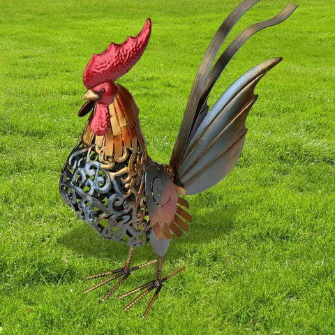 Coq en acier pour jardin