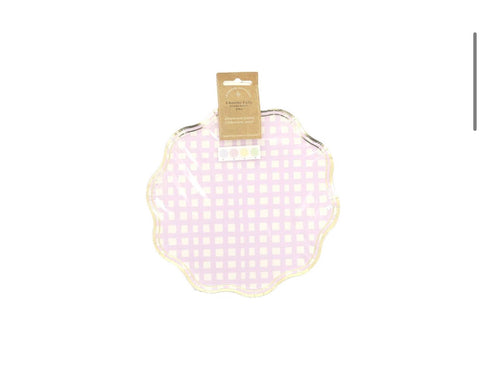Lot de 8 Assiettes Vichy Pastel – Déco de Table Printemps & Pique-Nique