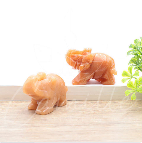 Éléphant en Aventurine orange, 50 mm ￼