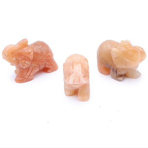 Éléphant en Aventurine orange, 50 mm ￼