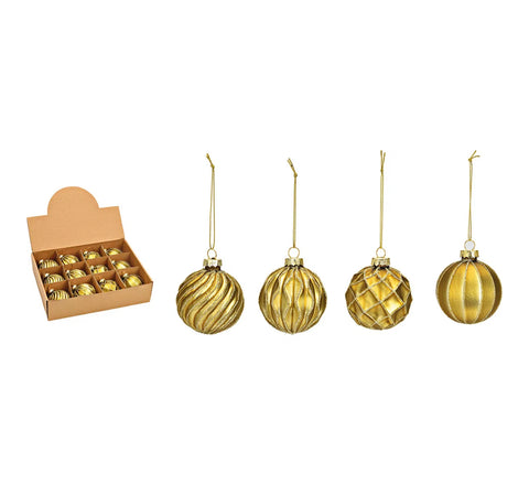 Lot de 4 boules de Noël or en verre ￼