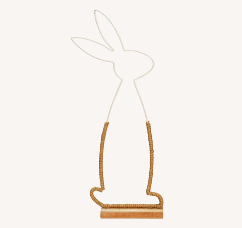 Lapin de Pâques décoratif sur socle en bois ￼