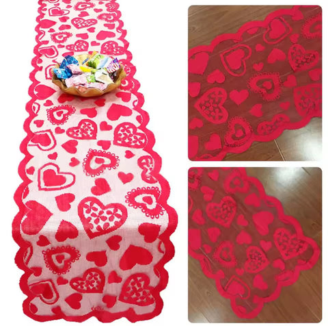 Chemin de table Saint-Valentin Rouge ￼