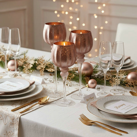 Lot de 3 photophores, calice en verre