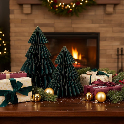 Lot de 2 sapins alvéolés vert ￼