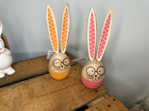 Statue Lapin de Pâques en Bois Design Lot de 2