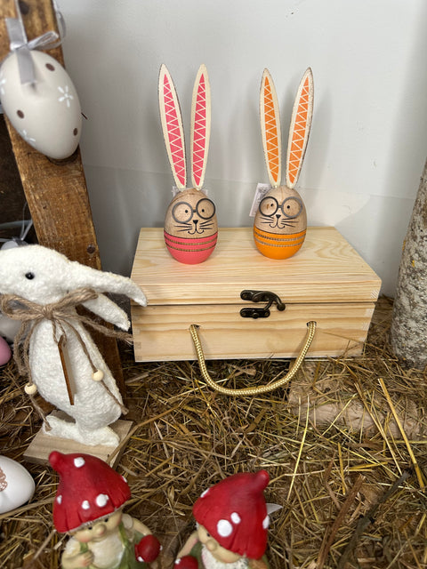Statue Lapin de Pâques en Bois Design Lot de 2
