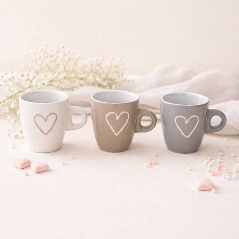 Tasse à expresso cœur lot de 3