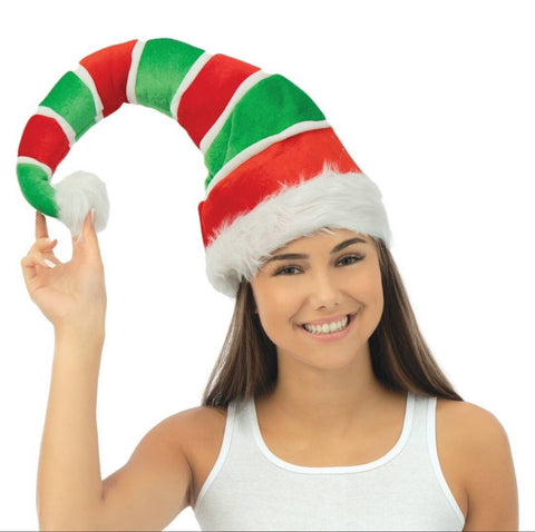 Bonnet de Noël lutin rayé, rouge et vert ￼