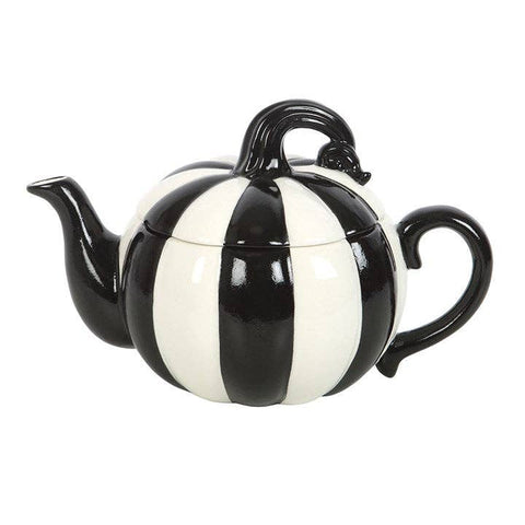 Théière citrouille rayée noire et blanche