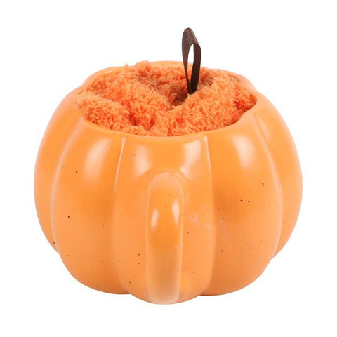 Mug citrouille 480 ml avec chaussettes orange – ambiance automnale et Halloween