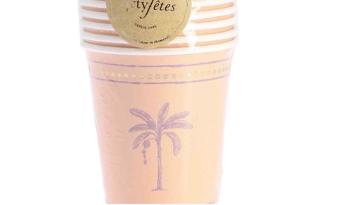 🛍️Lot de 8 Gobelets Carton Parfum d’Orient – Crème & Or 255 ml | Vaisselle Jetable Chic