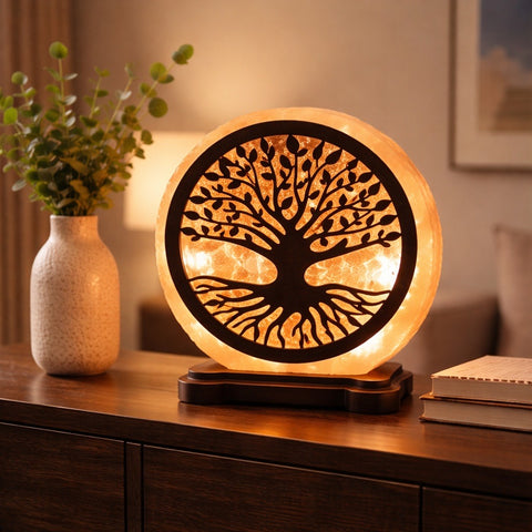 Lampe à sel  de l’Himalaya sculptée￼
