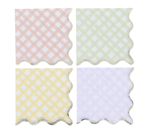 Lot de 16 Serviettes Vichy Pastel – Décoration de Table Printemps & Pique-Nique Chic