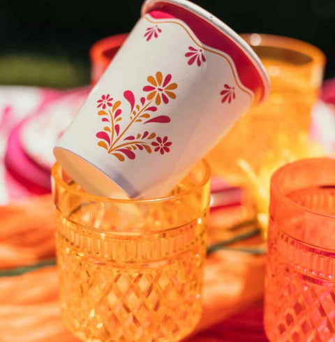 Lot de 8 Gobelets en Carton Pink Lemonade – Déco de Table Rose et Orange