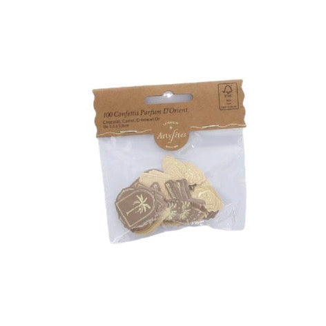 Lot de 100 Confettis de Table Parfum d’Orient – Chocolat, Camel & Or | Décoration Élégante
