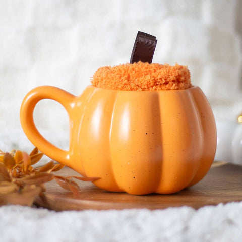 Mug citrouille 480 ml avec chaussettes orange – ambiance automnale et Halloween